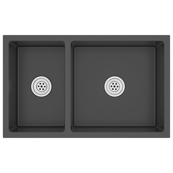 vidaXL Gootsteen roestvrij staal zwart