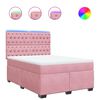 vidaXL Boxspring met matras fluweel roze 140x190 cm