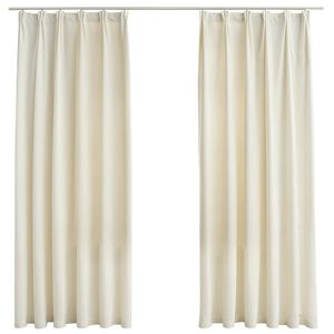 vidaXL Gordijnen verduisterend 2 st met haken 140x175 cm fluweel cr&egrave;me