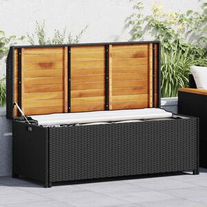 vidaXL Tuinopbergbank 120 cm poly rattan zwart