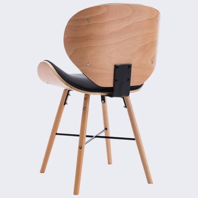 vidaXL Eetkamerstoelen 6 st kunstleer en gebogen hout zwart