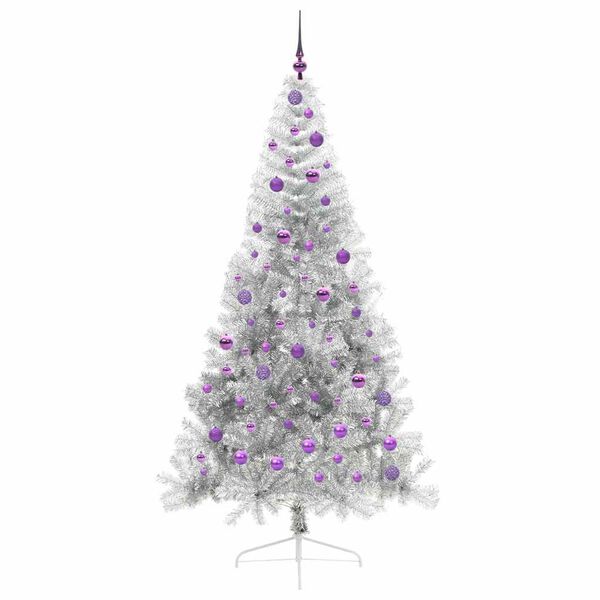 vidaXL Kunstmatig Voorverlicht Kerstboom met 300 LED Zilver 210 cm PET