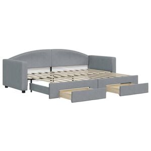 vidaXL Slaapbank met onderschuifbed en lades 80x200 cm stof lichtgrijs