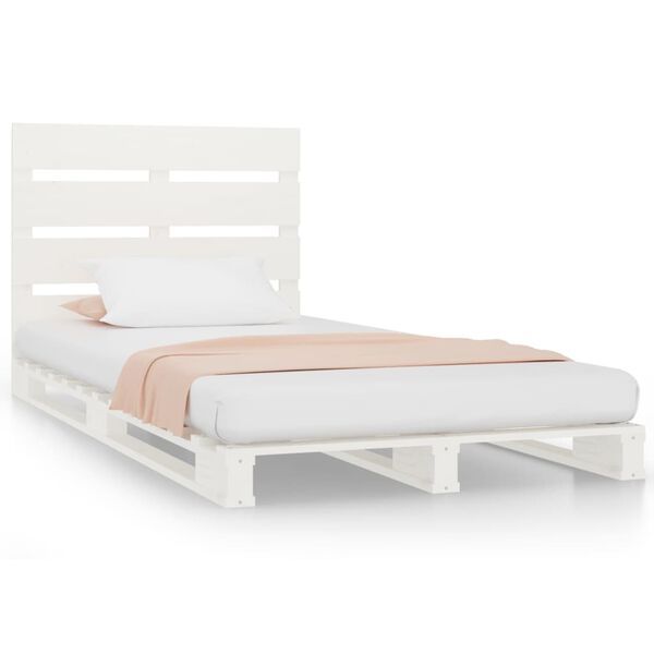 vidaXL Bedframe zonder matras massief grenenhout wit 90x200 cm