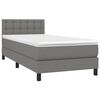 vidaXL Boxspring met matras en LED stof donkergrijs 90x200 cm