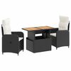 vidaXL Buiten eettafelset 3 st Zwart en Cream Wit