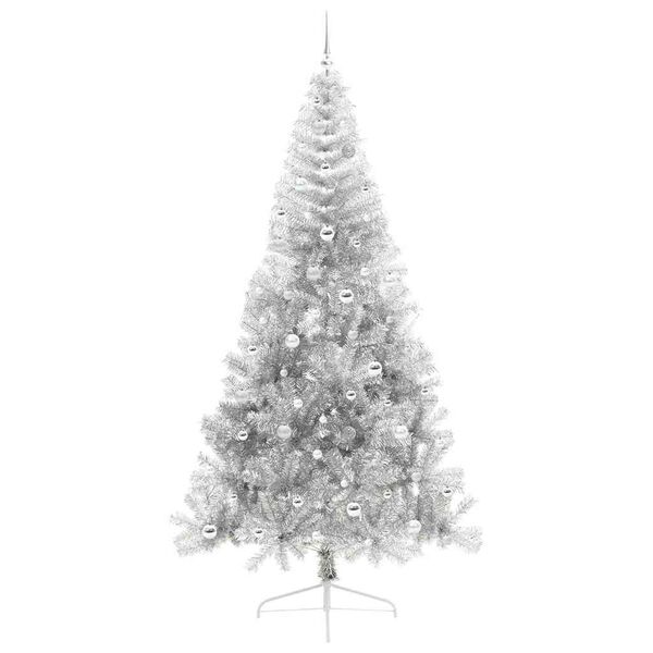 vidaXL Kunstmatig Voorverlicht Kerstboom met 300 LED Zilver 240 cm PET