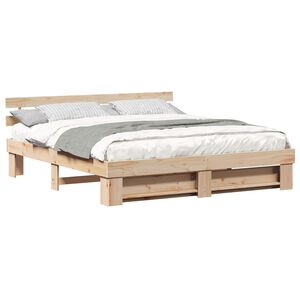 vidaXL Bedframe met hoofdeinde Bruin 180 x 200 cm Massief grenenhout