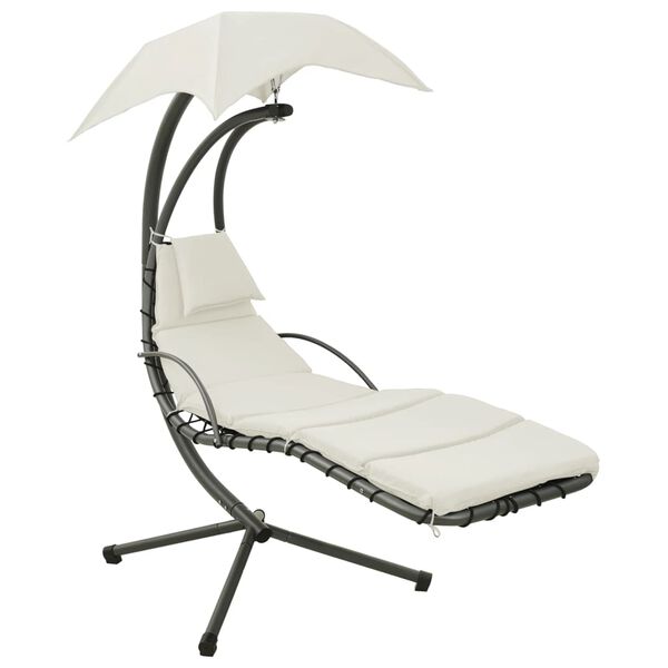 vidaXL Tuinschommelstoel 190x90x200 cm stof cr&egrave;mekleurig en grijs