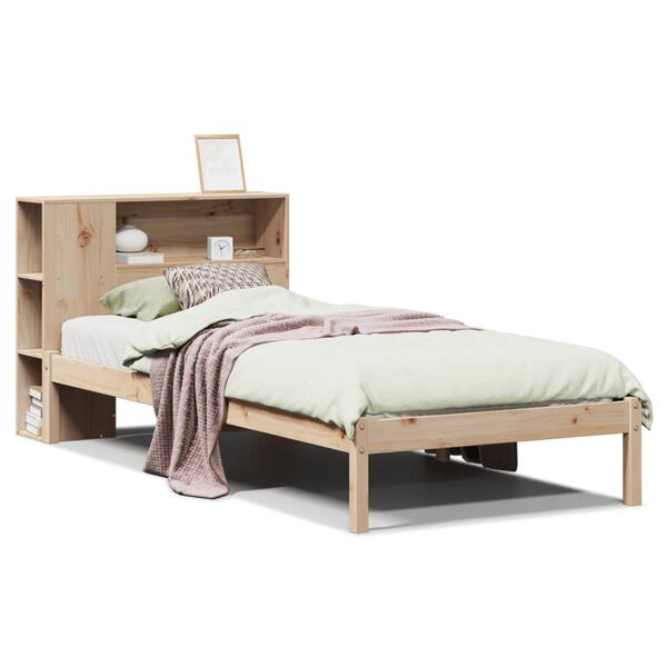 vidaXL Bed met boekenkast zonder matras massief grenenhout 90x200 cm