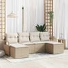 vidaXL Bankstel 6 pcs Beige poly rattan