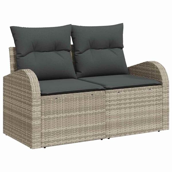 vidaXL Tuin Sofa Set met kussen met opslag 4 pcs Lichtgrijs Poly riet