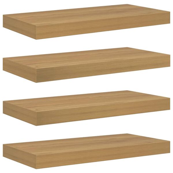 vidaXL Wandplank met opslag 4 pcs Bruin 50 x 23 x 4 cm Bewerkt hout