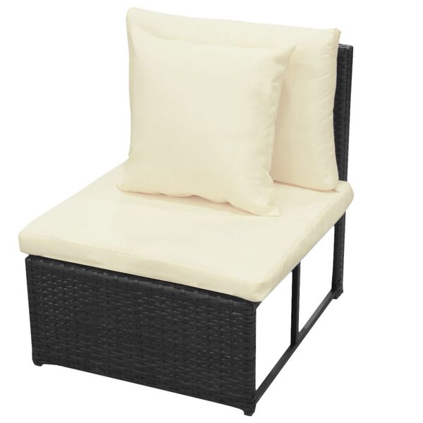 vidaXL 8-delige Loungeset met kussens poly rattan zwart