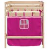 vidaXL Kinderhoogslaper met gordijnen 80x200 cm grenenhout roze