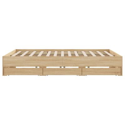 vidaXL Bedframe met lades bewerkt hout sonoma eikenkleurig 180x200 cm