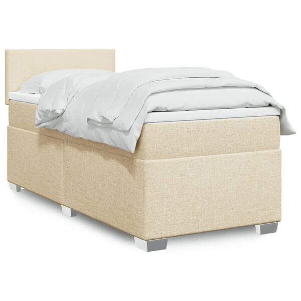 vidaXL Boxspring met matras stof cr&egrave;mekleurig 90x190 cm