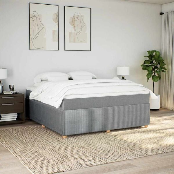 vidaXL Boxspring met matras stof lichtgrijs 180x200 cm