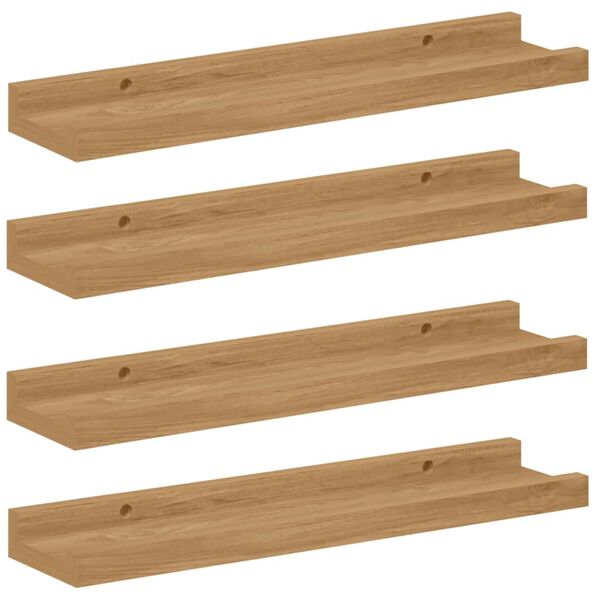 vidaXL Wandplank met plank 4 pcs Bruin 40 x 9 x 3 cm Bewerkt hout