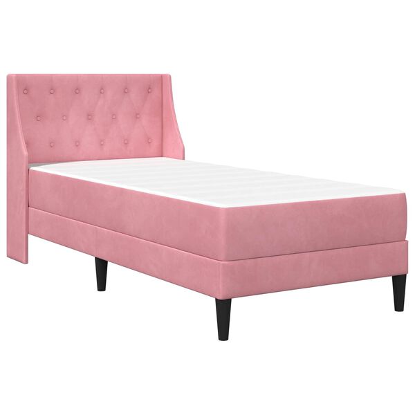 vidaXL Bedframe met matras met matras Roze 90 x 200 cm Fluweel