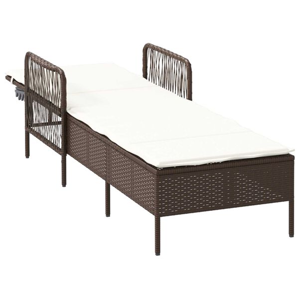 vidaXL Ligstoel Bruin en Cr&egrave;me Wit 55 x 200 x 92 cm poly rattan