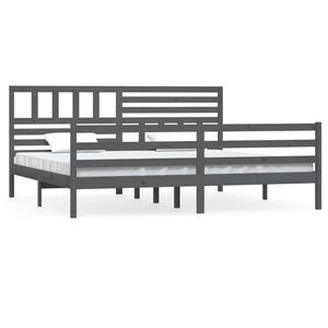 vidaXL Bedframe massief hout grijs 200x200 cm