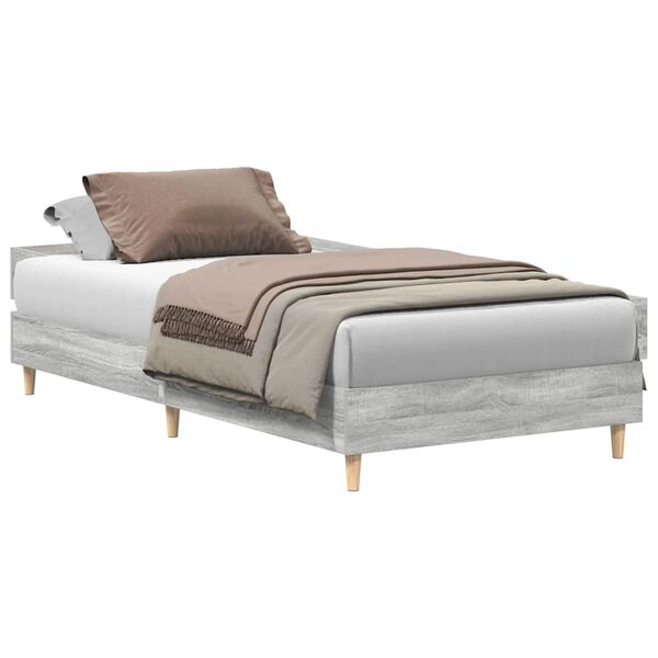 vidaXL Bedframe zonder matras 75x190 cm spaanplaat grijs Sonoma