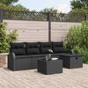vidaXL Bankstel met kussen met opslag 6 pcs Zwart poly rattan