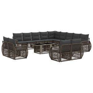 vidaXL Tuinbankenset 14 st Grijs en Donkergrijs poly rattan