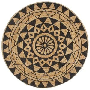 vidaXL Vloerkleed handgemaakt met zwarte print 120 cm jute