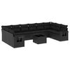 vidaXL 11-delige Loungeset met kussens poly rattan zwart