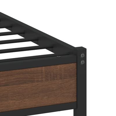 vidaXL Bedframe met hoofdbord metaal bruin eikenkleurig 75x190 cm