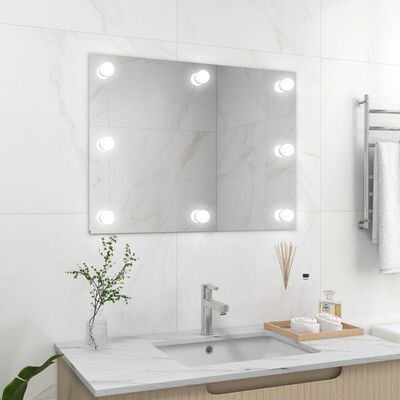 vidaXL Wandspiegel zonder lijst met LED-lampen rechthoekig glas