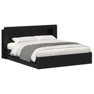 vidaXL Bedframe met opslag Zwart 200 x 200 cm Bewerkt hout