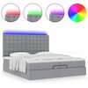 vidaXL Ottoman bed met matrassen en LED's 200x200cm stof lichtgrijs