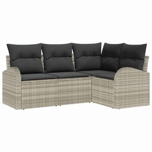 vidaXL Tuin Sofa Set 4 st Lichtgrijs poly rattan