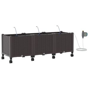 vidaXL Tuin Pot met Irrigatie en Wielen 3 st Bruin 120 x 40 x 43,5 cm