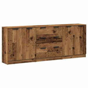 vidaXL Dressoirs 3 st 60x30x70 cm bewerkt hout oud houtkleurig