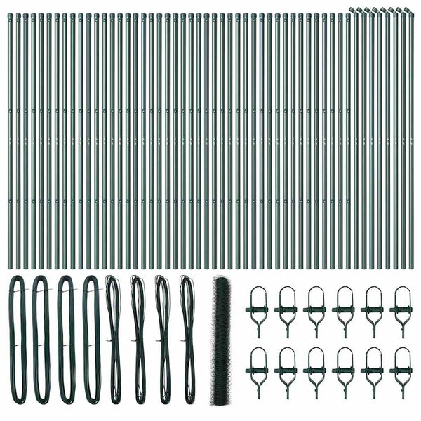 vidaXL Afrasteringspaal Groen 100 x 1,4 m (50 mm gaas) Staal en PVC