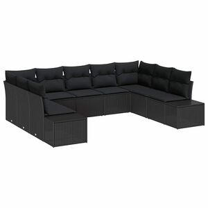 vidaXL Tuinbankenset 9 st 8-Aantal zitplaatsen Zwart Polyrattan