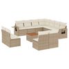vidaXL 12-delige Loungeset met kussens poly rattan beige