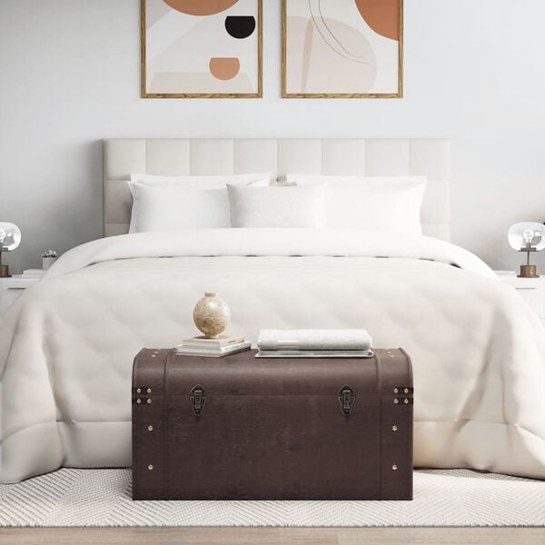 vidaXL Schatkist met sloten 79,5x39,5x39,5 cm multiplex donkerbruin