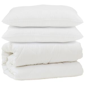 vidaXL Dekbed met kussen 3 pcs Wit Microfibre