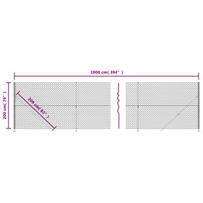 vidaXL Gaashek met flens 2x10 m groen