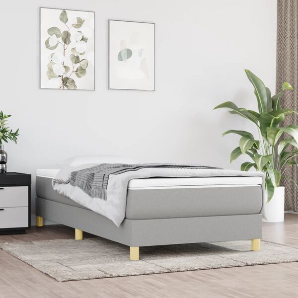 vidaXL Boxspring bed 90x190 cm stof lichtgrijs