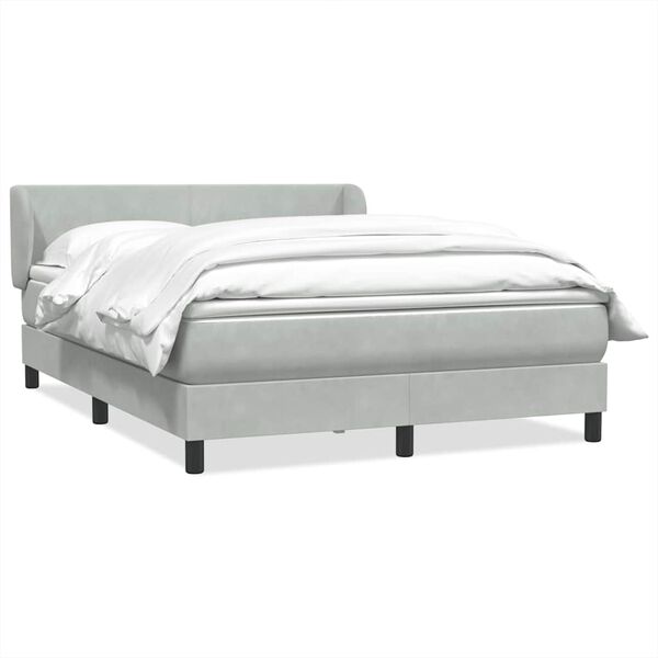 vidaXL Boxspring met matras fluweel lichtgrijs 140x220 cm