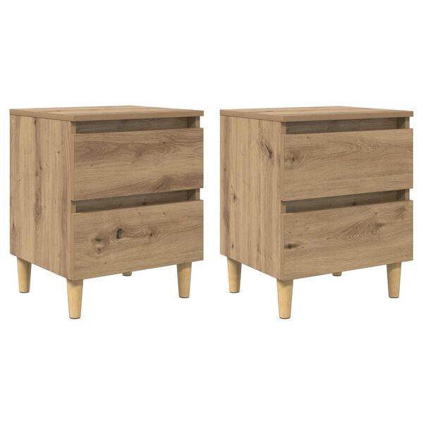 vidaXL Bedkasten 2 pcs Artisan Eiken 40 x 35 x 50 cm Bewerkt hout