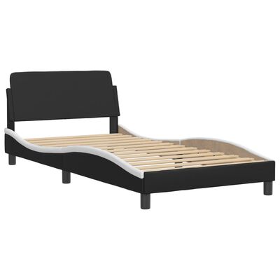 vidaXL Bed met matras kunstleer zwart en wit 100x200 cm