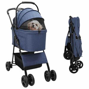 vidaXL Opvouwbare Huisdierenwagen Verstelbaar Blauw 81 x 47 x 99 cm
