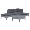 vidaXL 5-delige Loungeset met kussens grenenhout grijs